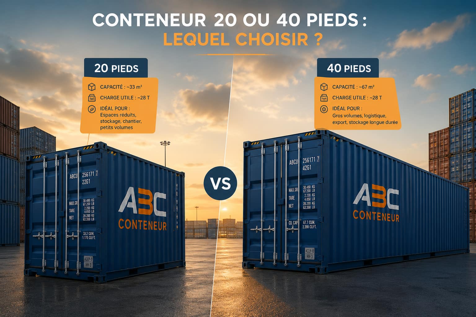 Conteneur 20 ou 40 pieds : lequel choisir ?
